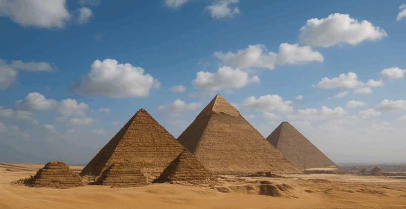 Piramidi di Giza altopiano Cairo in Egitto