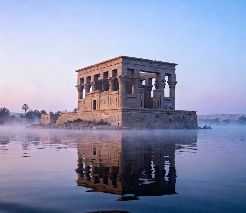 Tempio di Philae Aswan visto dall'acqua